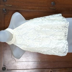 🆕 Cream Lace High Neck Crop Tank Top Sz S CHARLOTTE RUSSE off white